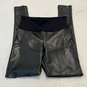 Assets by Spanx Black Faux Leather Leggings Size S